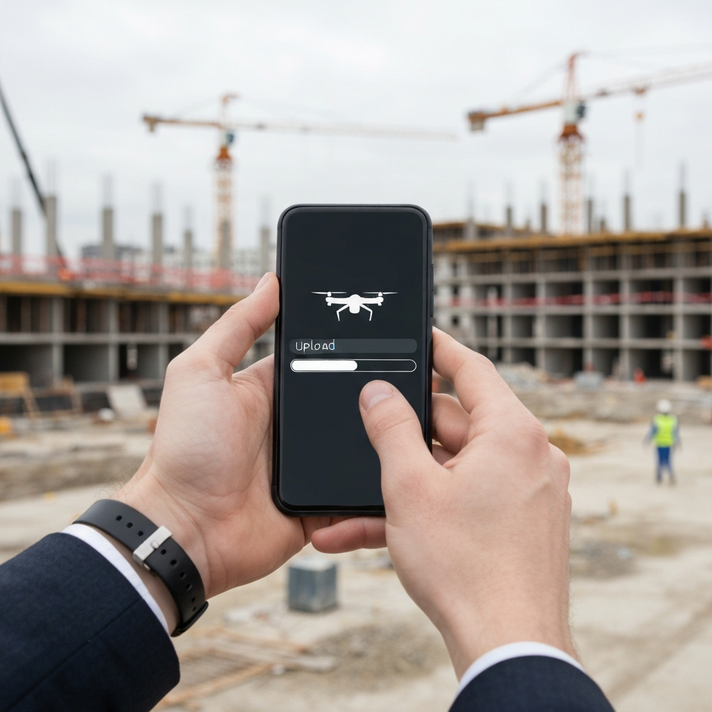 Professional drone being launched for a roof inspection