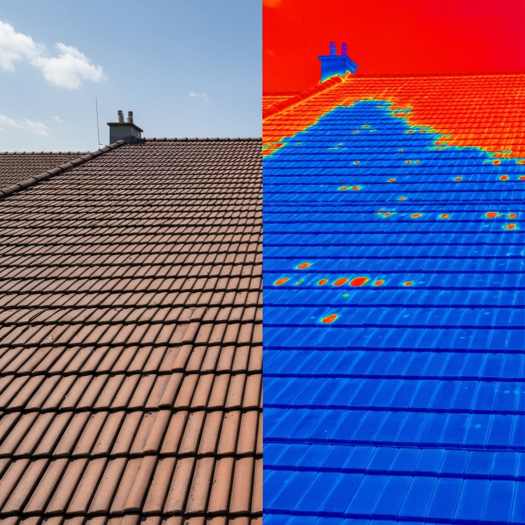 Thermal imaging revealing hidden moisture and heat loss